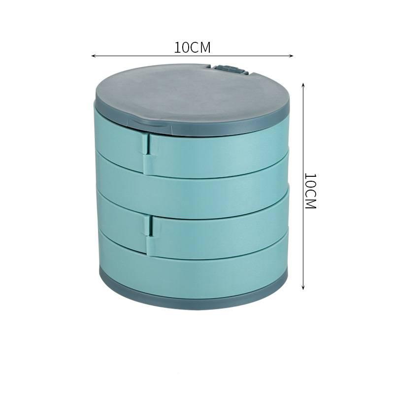 Four-Layer Jewelry Box-Rotatable Jewelry and Cosmetics Storage Box-Earrings and Necklaces Holder-Dust-Proof Storage Rack