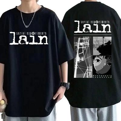 Anime Serial Experiments Lain Camiseta Desenho Animado Iwakura Weeb Girl Sci Fi Camisetas Unissex Mulheres Verão 100% Algodão Camiseta Grande