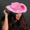 Birthday Tassels Rhinestone Cowgirl Hat With Colorful LED Lights Adjustable Top Cap for Parties Birthday Gathering
