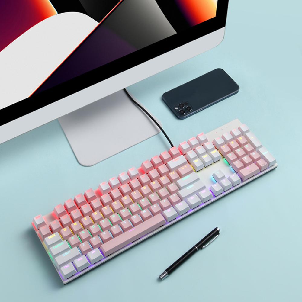 Y-FRUITFUL K135 104-Key RGB Mechanical Keyboard Gaming Office Waterproof Keyboard Blue Switches