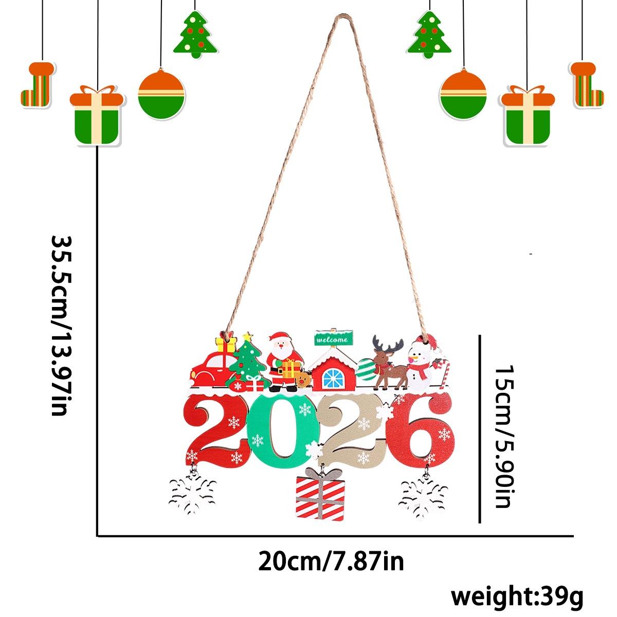 

Christmas Cartoon Wooden Pendant Xmas Tree Hanging Santa Claus Snowman Snowflake Ornament Navidad 2026 New Year Gift Decoration