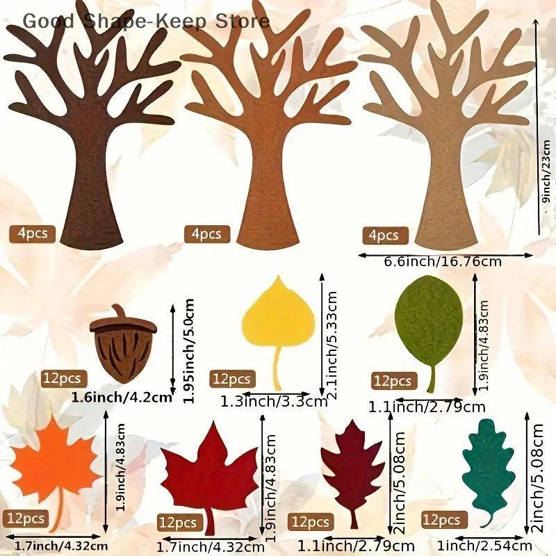 96Pcs DIY Felt Tree Kit Handmade Autumn Crafts for Home Thanksgiving Party Christmas Wall Hanging Decorations