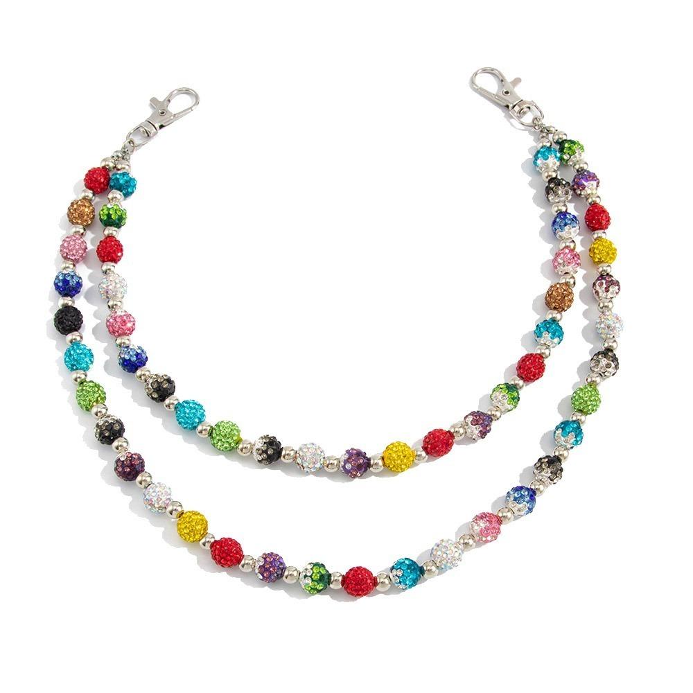 Jeans Chain Punk Belt Chain Zinc Zinc Zinc Alloy Pants Chain Colorful Rhinestone Bead Waist Chain Steet