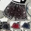Summer Casual Shorts Drawstring Waist Flower Pattern Quick-Drying Basketball Casual Sports Shorts Adjustable Fit Wide Leg Shorts