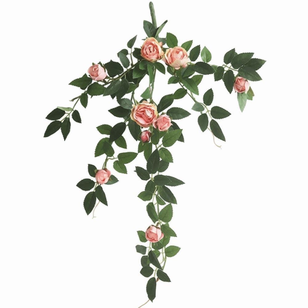 

52cm Length Artificial Rose Vine Rose Bud Leaves Greenery Artificial Rose Flowers Chain Design Vine Style Hanging Plants розовый