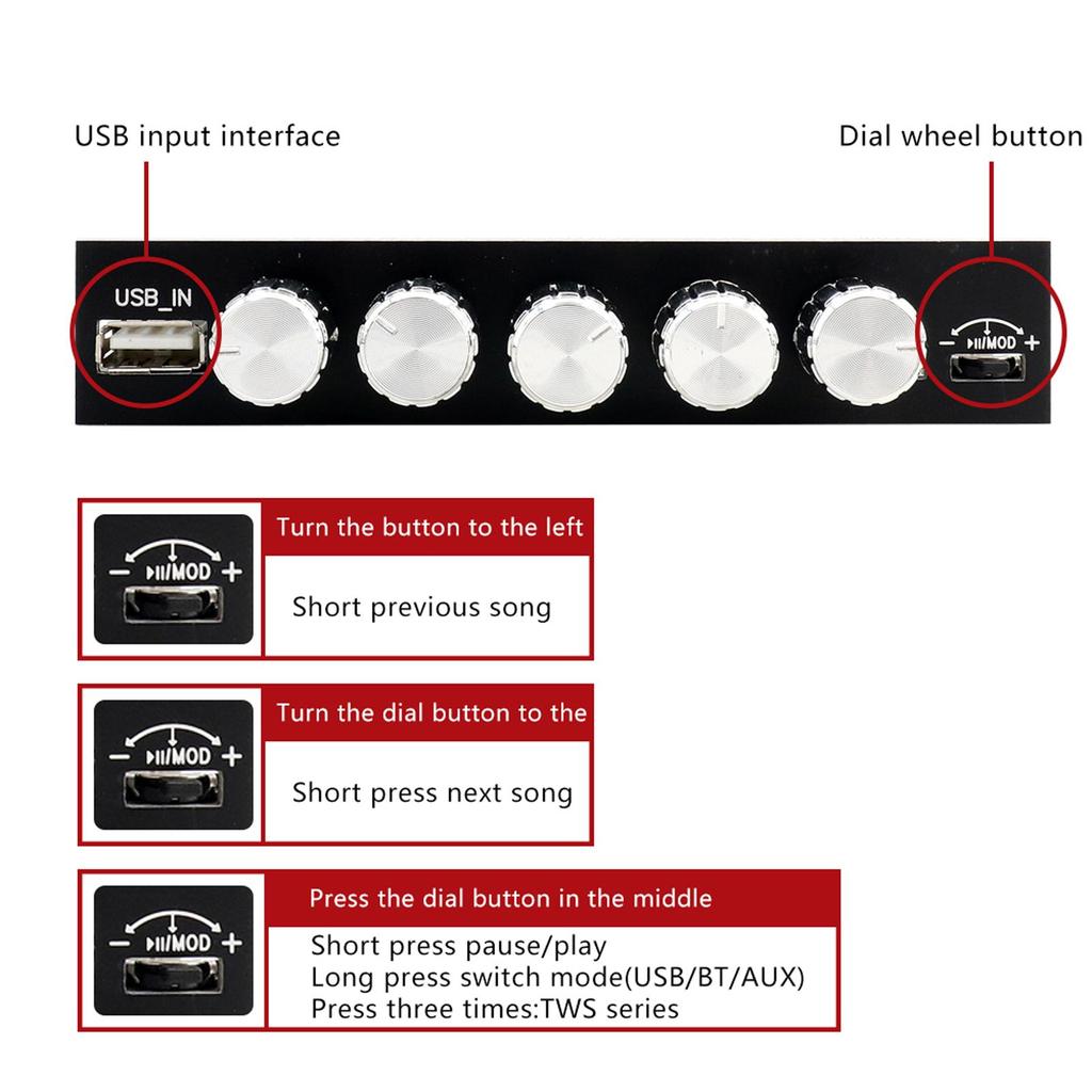 TDA7498E Bluetooth Amplifier Board 160W×2+220W Subwoofer 2.1 Channel Audio Receiver Power Amplifier Module w/ Treble and Bass Control for DIY Speakers