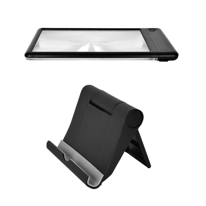 Magnifying Glass 4times Magnifier with Adjustable Brightness LED Light and Stand Suitable for Elderly Detailed Viewing