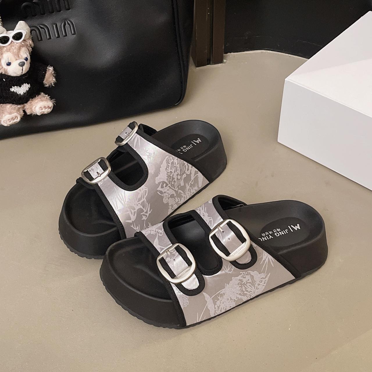 Women Open Toe Slippers Heeled Sandals Platform Casual Shoes 2026 Comfort Walking Summer Slides Shallow Woman Zapatillas 35 серебряный 3460₽