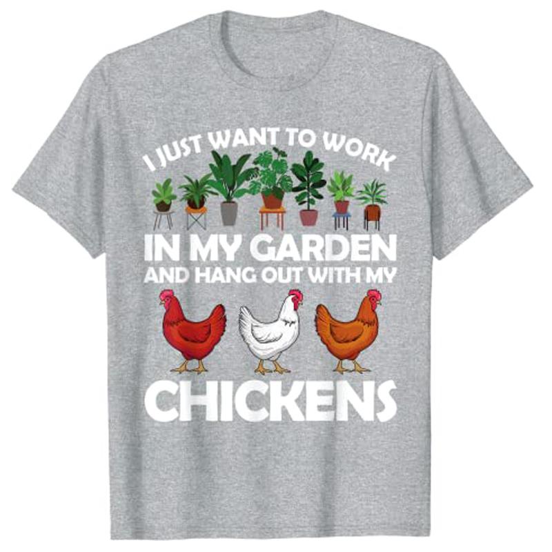 Funny Chicken for Unisex Women Gardening Chicken Lovers Garden TShirt Womens Fashion Farmer Graphic Clothing Short Sleeve Apparel