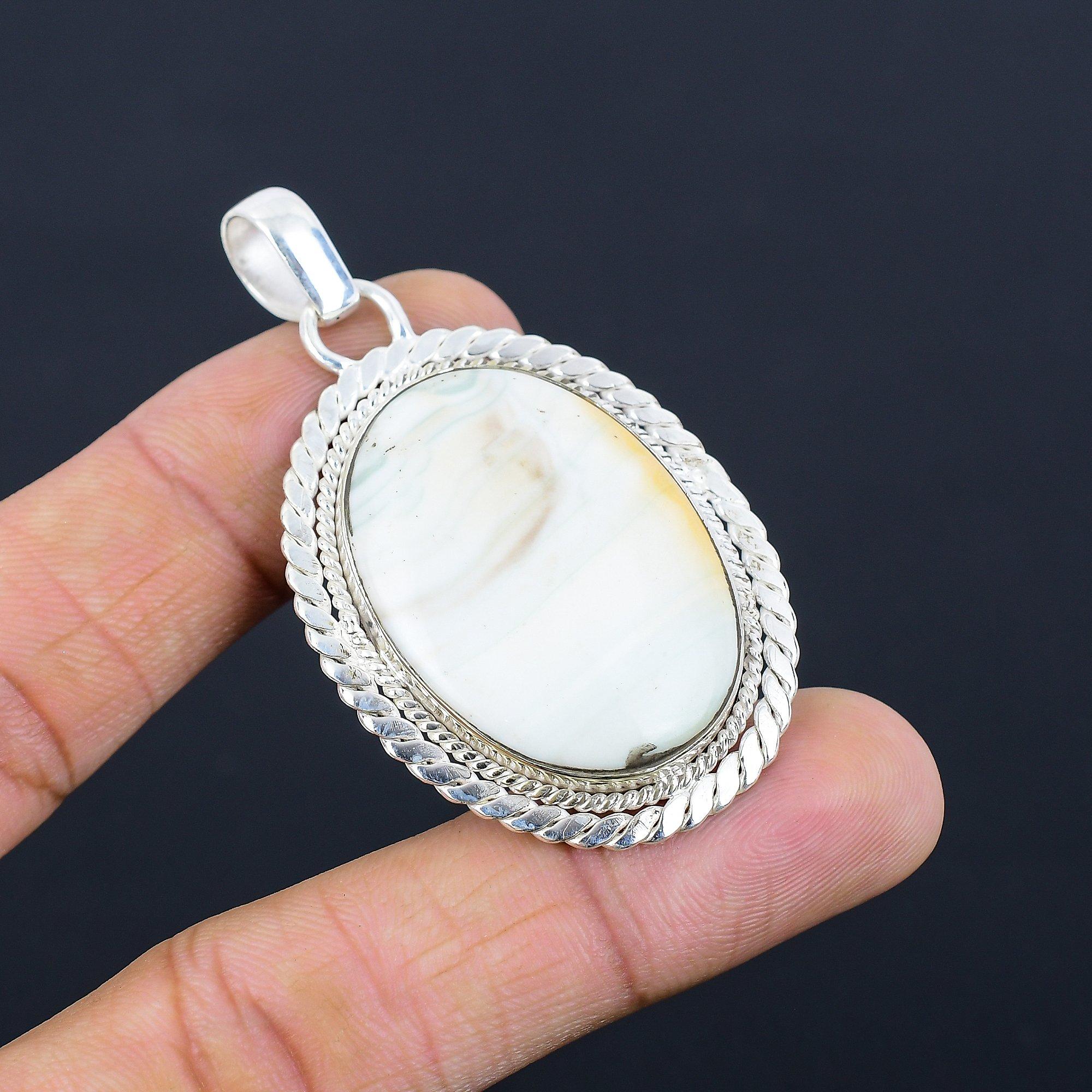 925 Silver Heart Chakra Natural Blue Rhodochrosite Anniversary Pendant Jewelry