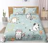 Cartoon Cat Duvet Cover Set Pet Cat Comforter Cover Cute Kitten Neon Light Cat Bedding Set 3D Cat Lover's Bedspread Cover 2/3pcs