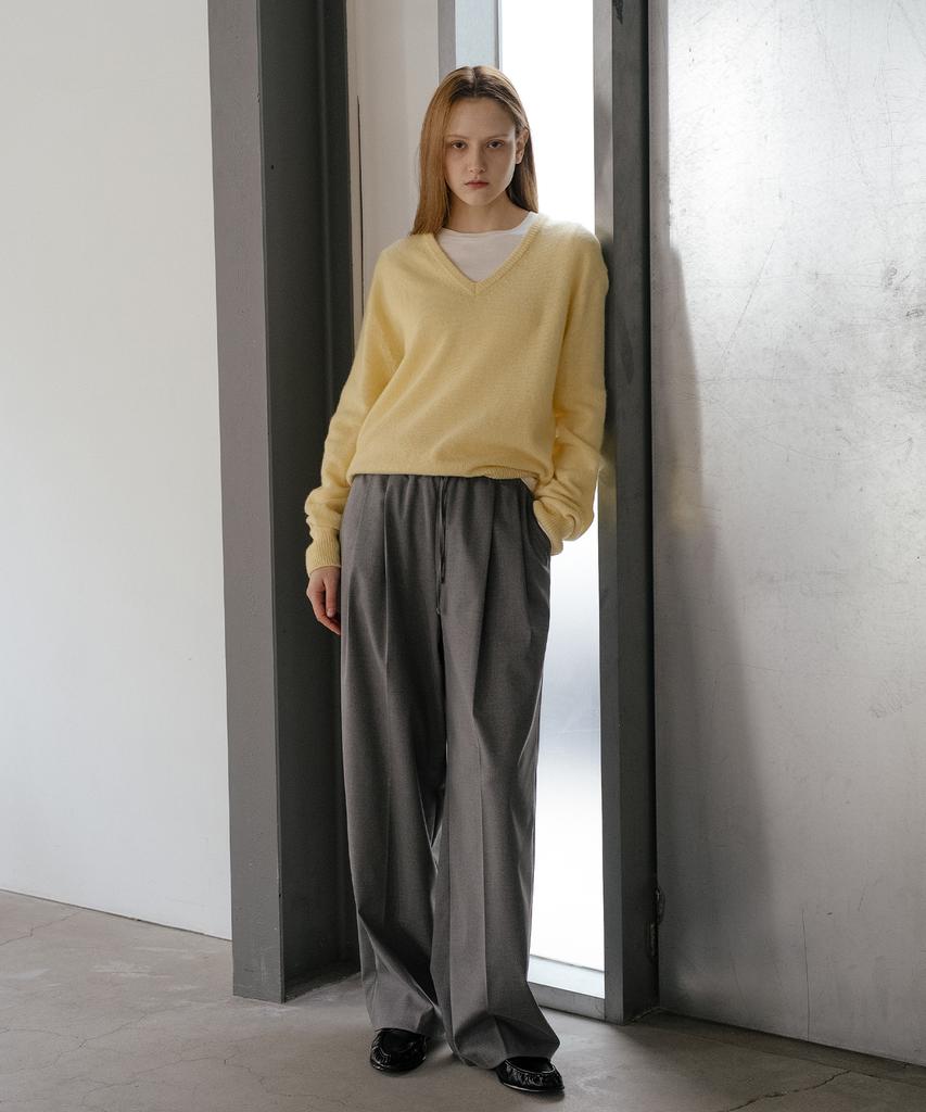 Nounbeleo Pintuck String Solid Wide Pants [Knss05Pt03]_Gray