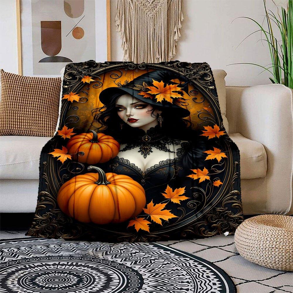 Halloween Witch Framed Art PrintBlanket Flannel Throw Blanket for Sofa, Bed, Travel, Camping, Office, Couch, Chair
