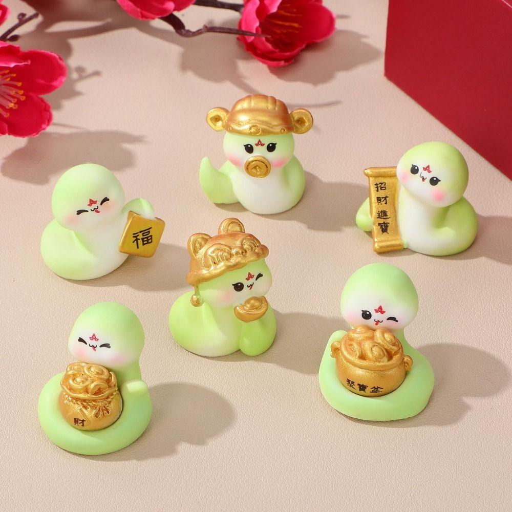 6pcs/set Mini Snake Figurin Chinese Micro Landscape New Year Lucky Snake Ornaments  Snake Year 2025