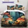 Mushroom Squirrel  Pattern Bedding Quilt Set Quilt Cover Pillowcase Home Decoration  Gift (1 * duvet cover + 2 * pillowcase, without core)