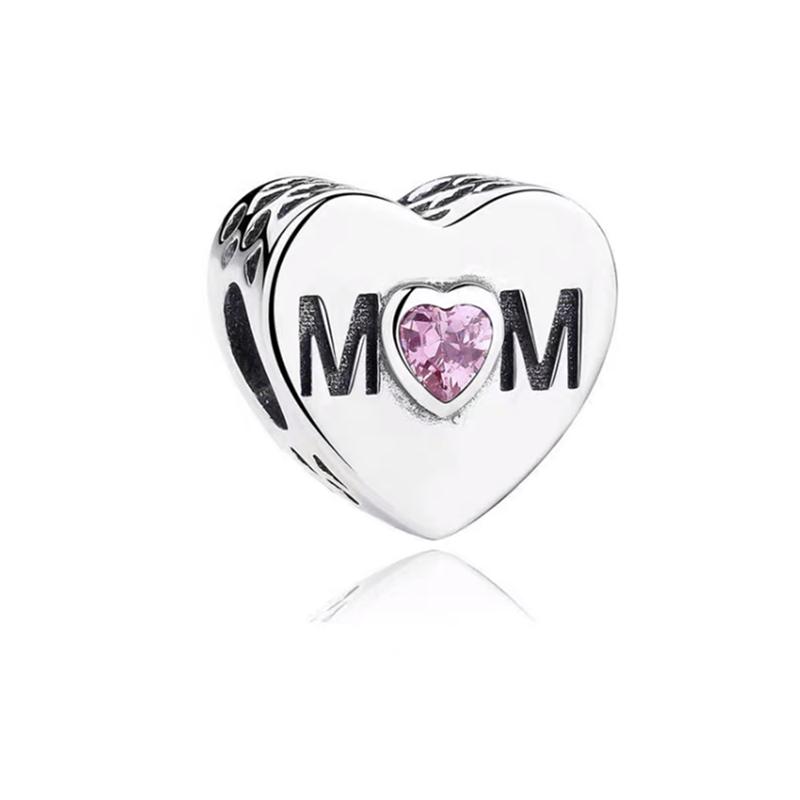 Europeans DIY Angel Mom Heart Sparkling Paw Print Cherry Blossom Charm Beads Fit Original Silver Bracelet Jewelry