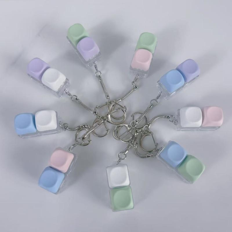 1/2 Key Led Keyboard Button Clicker Mechanical Keyboard Keychain For Gifts To Pass The Boring Time Stress Relief