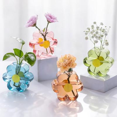 Einzigartige kleine Vasen für Blumen, Buntes Vasenset Girly Wohnregal Dekor - Niedliche Glas-Knospenvasen für Tischdekoration Modernes Wohnzimmer