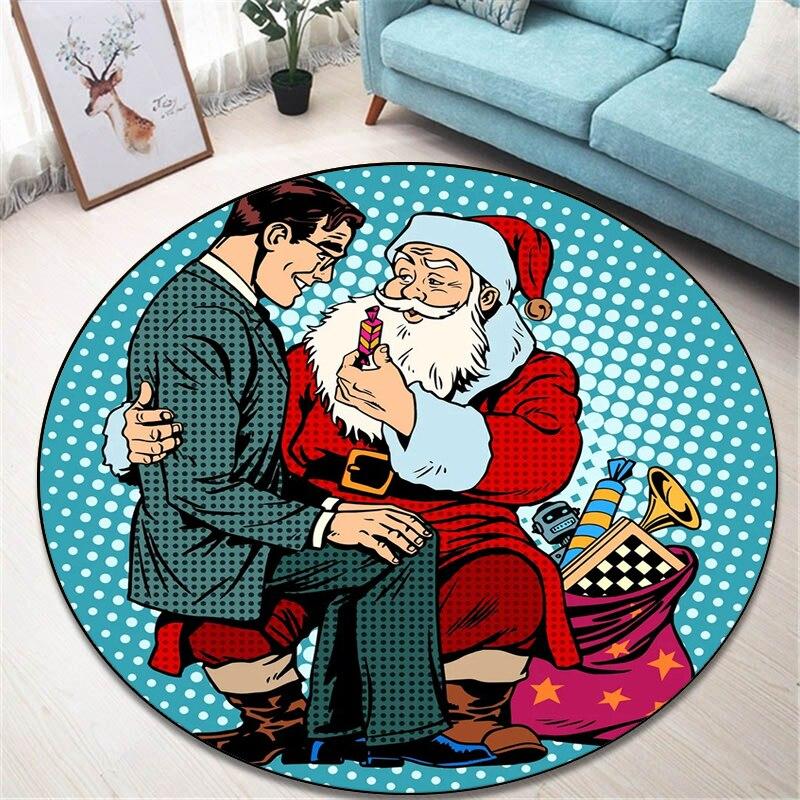 2022 neue Weihnachten Runde Bereich Teppich Boden Matte Wohnzimmer Teppich Polyester Teppich E-sport Stuhl Rund Matte Dropship kind Geschenk