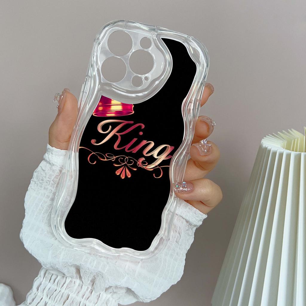 LZ29 Queen King Crown Couple Clear Soft Wave Phone Cases for iPhone 15 13 Pro Max 12 Mini 14 8 Plus XS Max XR 6 Protection Back Cover