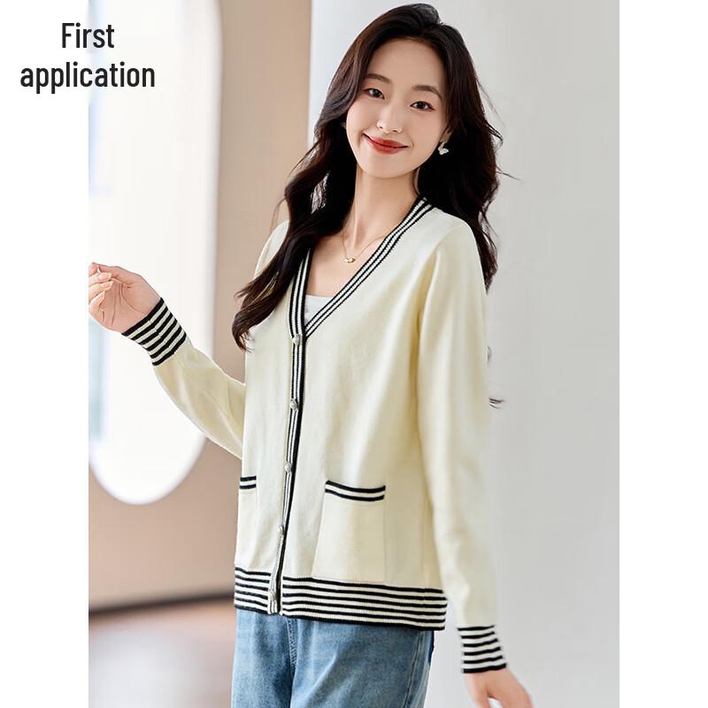 Women's V-Neck Color-Block Knitted Cardigan