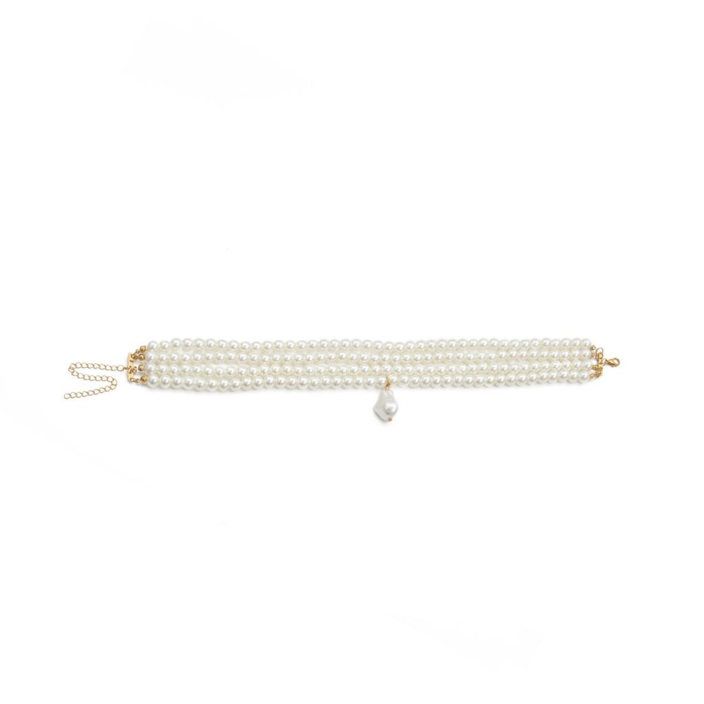 Personalised Fashion Geometric Beaded Necklace Simple Multi-layer Pearl Shaped Pendant Necklace Female