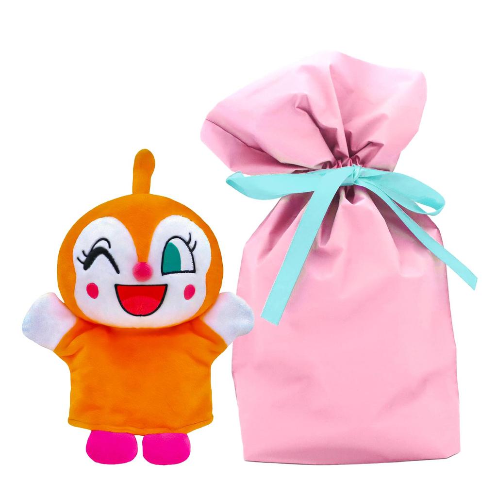 Yoshitoku Hand Puppet Plush Small Kids Will Comes In a Gift Bag with Pink and Red "Dokin-chan" Toy, (21cm Long), Love, Ribbon,