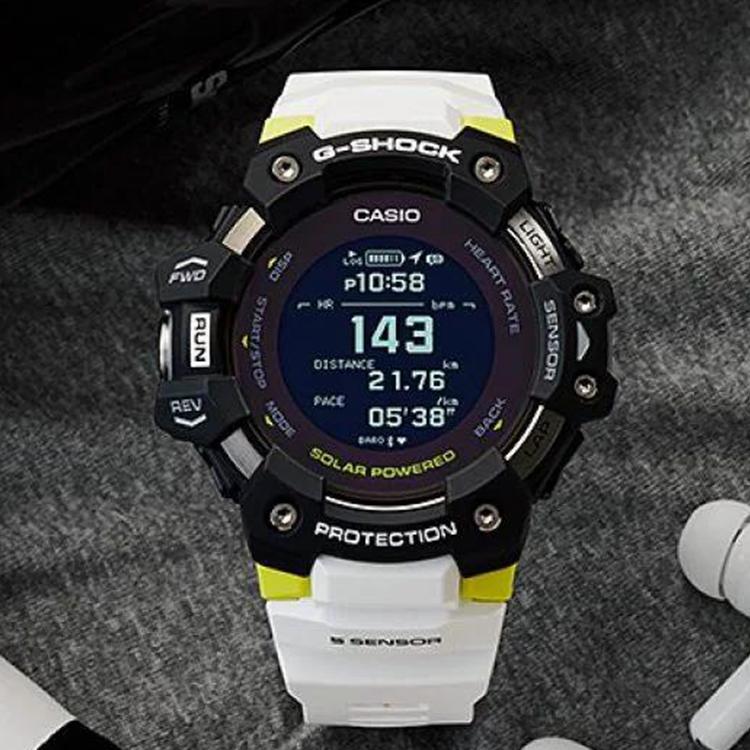 Casio G-Squad Serie G-Shock Modische Uhr Stoßfest Wasserdicht Solar Quarzwerk Harzarmband Herrenuhren Schwarz GBD-H1000-1A7JR