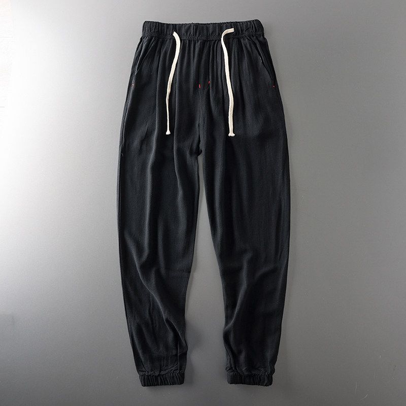 Export Original Tail Order Cut Label Linen Pants Men's Summer Thin Loose Tappered Draped Pants Export Men's Casual Pants