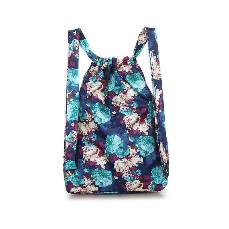 WTEMPO Printed Beach Casual Nylon Drawstring Backpacks Women's Four Seasons Outdoor Sports Bags Mommy Bags Large Capacity Lightweight Travel Backpacks