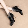 Tacones Altos para Mujer Estampados Patrón de Pavo Real Cuero Botas de Mujer Elegantes Punta Afilada Stilettos Zapatos de Fiesta de Banquete de Otoño para Mujeres