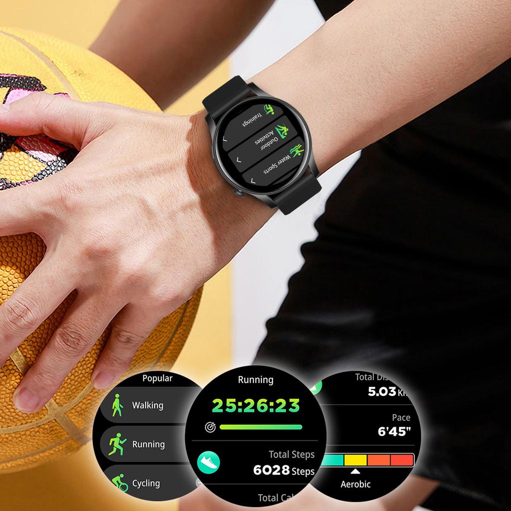 KC88 1,43 Zoll AMOLED-Bildschirm Smartwatch Bluetooth-kompatibles Anrufen Herzfrequenz Blutdruckmonitor