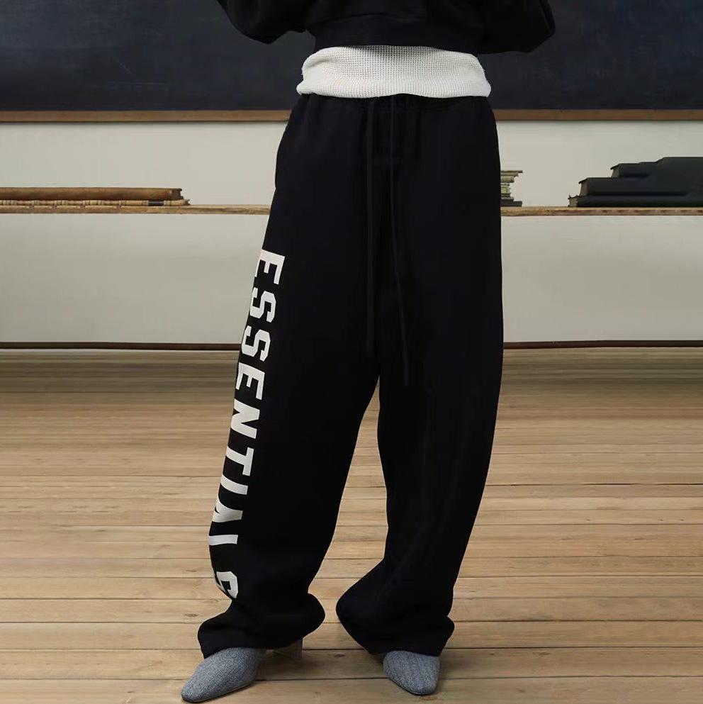 Trendy brand velvet casual loose straight trousers men's autumn and winter
