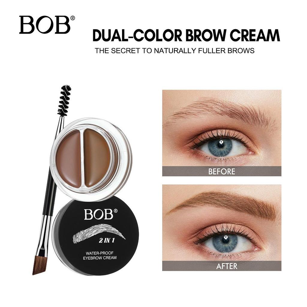 BOB two-color velvet mist eyebrow paste waterproof, sweat-proof, dizziness-proof, long-lasting and non-makeup-off natural three-dimensional