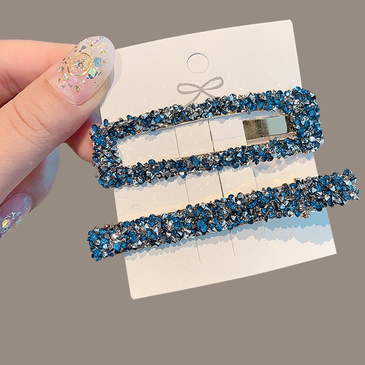 2Pcs/set Fashion Square Rhinestone Hairpins Hair Clips For Women Hair Accessories