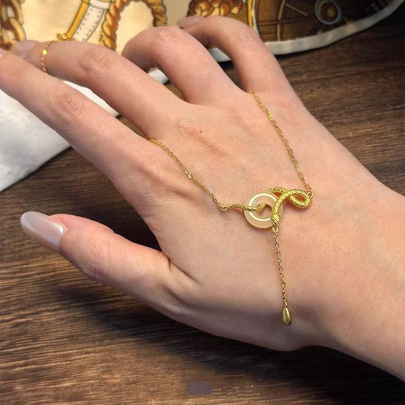 Golden little spirit snake wrapping ring, zodiac snake life safety buckle, index finger ring, advanced sense tail ring