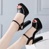 2025 summer thick heel sandals comfortable temperament open-toed sandals waterproof table high heel one-word buckle sandals women