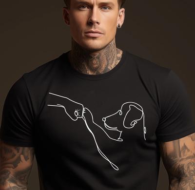 Fist Bump Hund T-Shirt - Unisex Baumwoll-T-Shirt für Hundeliebhaber - Lustiges Haustier & Mensch