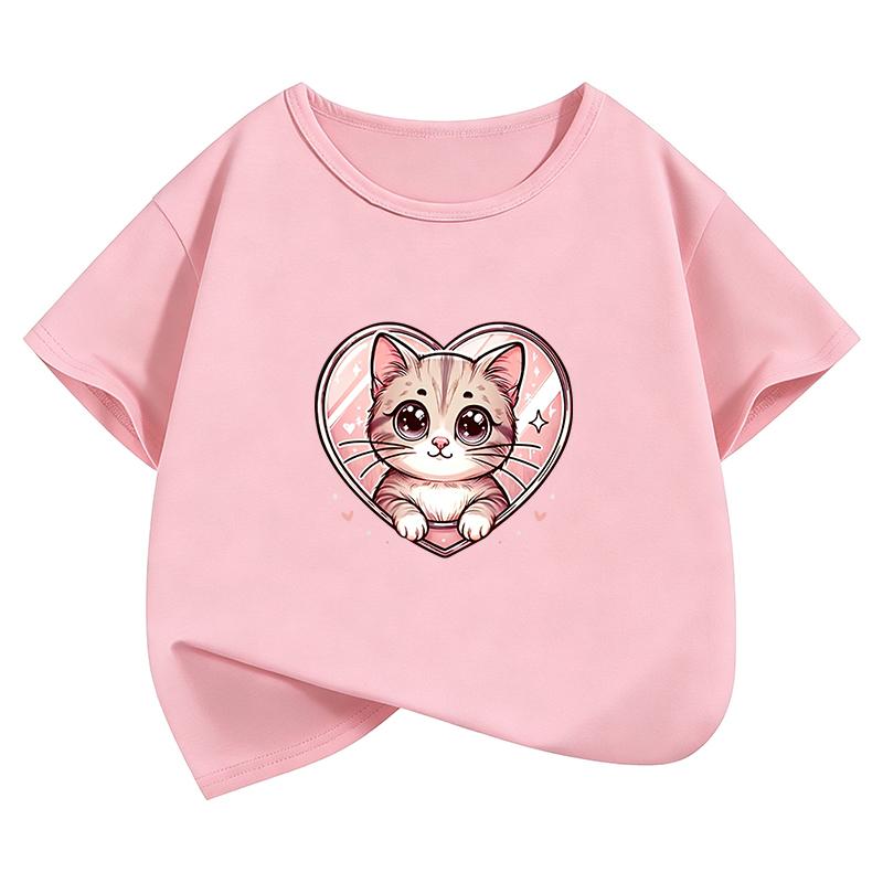 Kawaii Graphic Cat T Shirts Cute Cat Funny Manga Kids Children's T-shirt Boys Girls Casual Top Tee Summer Spring