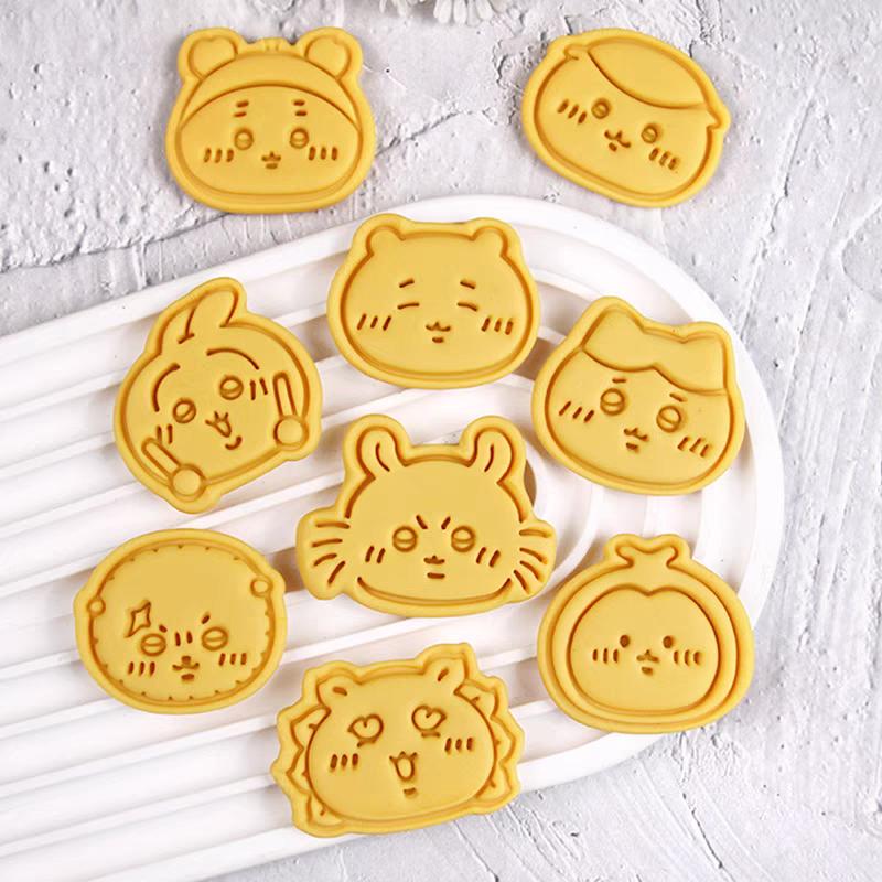 3/6Pcs 3D Cartoon Cookie Mold Anime Japanese Kawaii Biscuit Cutters Stamps Fondant Molds Chestnut Rabbit Bunny Baking Tools