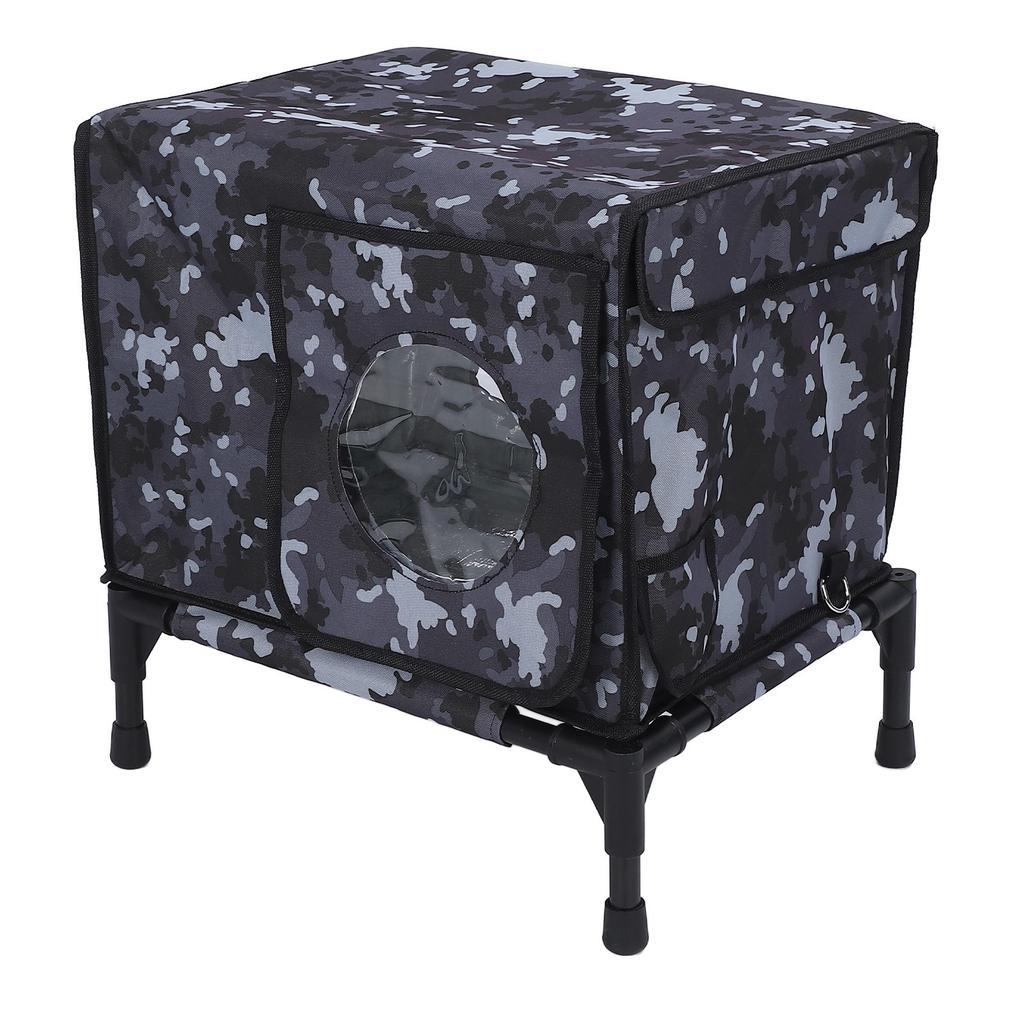 Heated Cat House Foldable 3 Gear Timing Scratch Proof Camouflage Insulated Outdoor Cat Shelter for