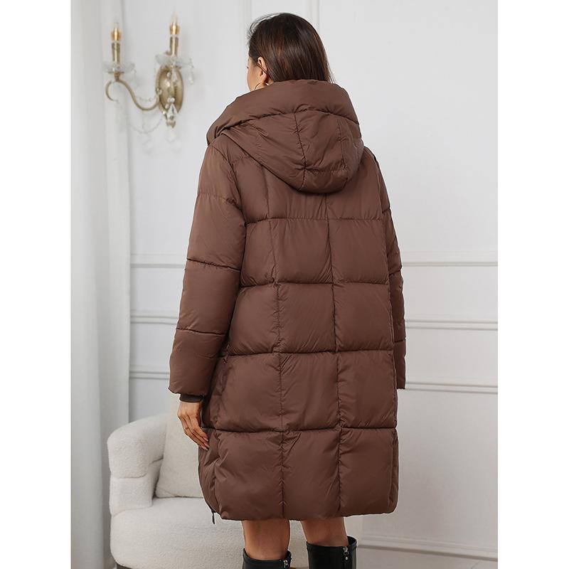 Herbst und Winter Damen verdickte Kapuzenjacke lose mittellange winddichte warme Jacke