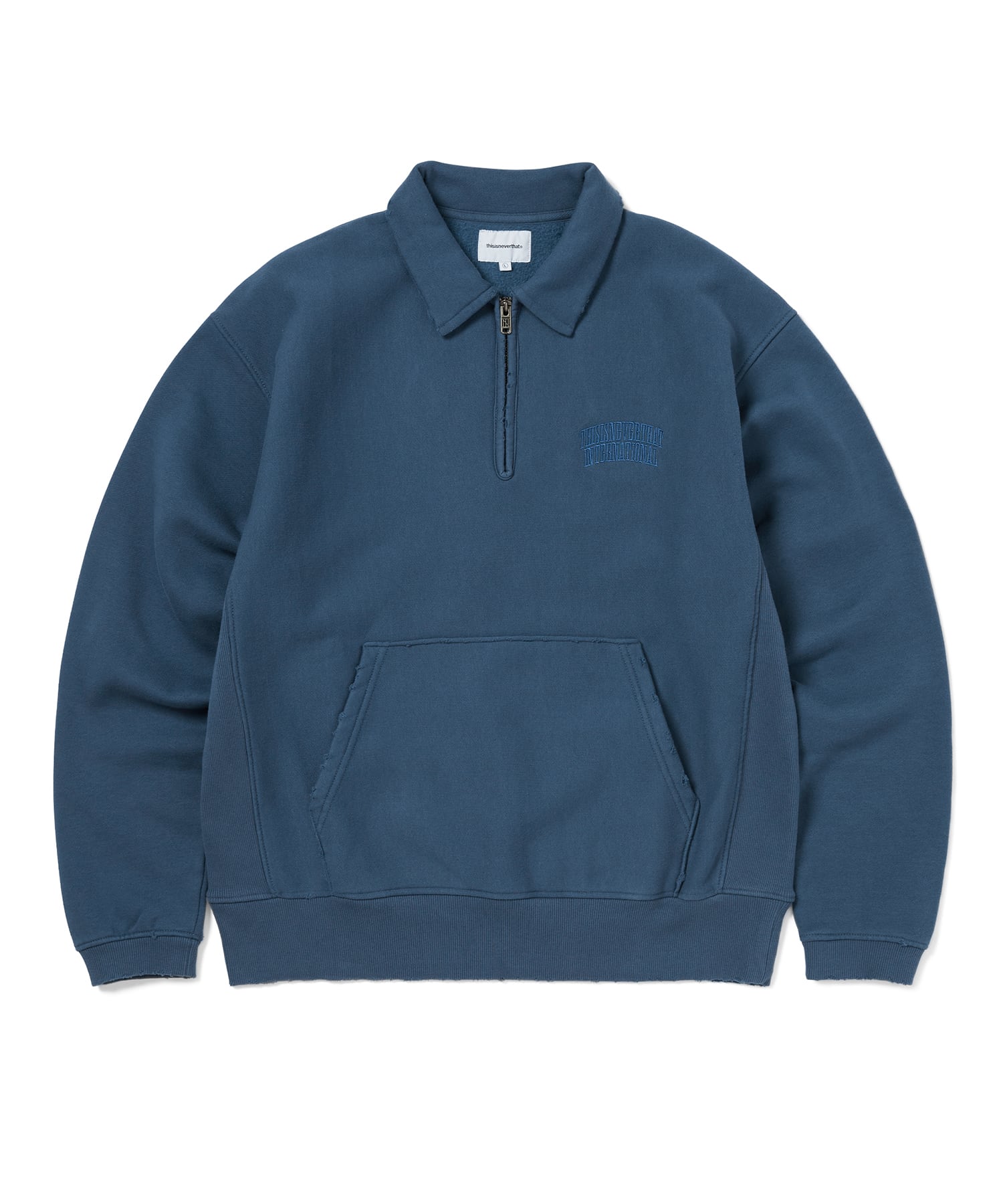 Damaged Half Zip Polo Sweatshirt Deep Water M