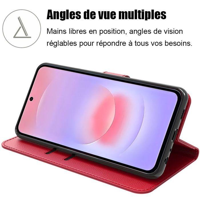 Coque pour Samsung Galaxy A37 5G, Protection Flip Case Anti-Rayures Antichoc Cuir Synthétique Rouge