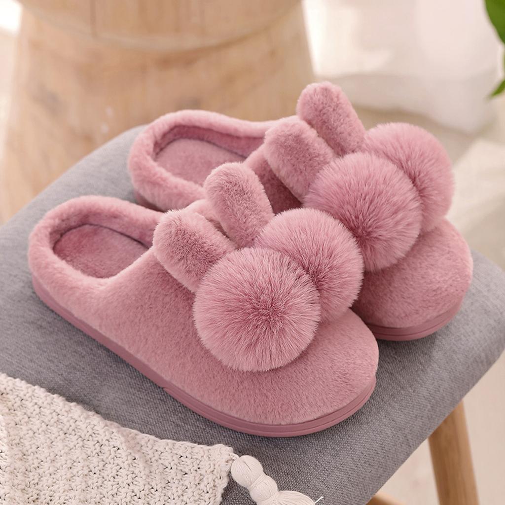 Womens Size 8 Slippers Couples Women Slip Furry Plush Flat Home Winter Round Toe Keep Warm Cartoon Chaussures Femmes éLéGantes