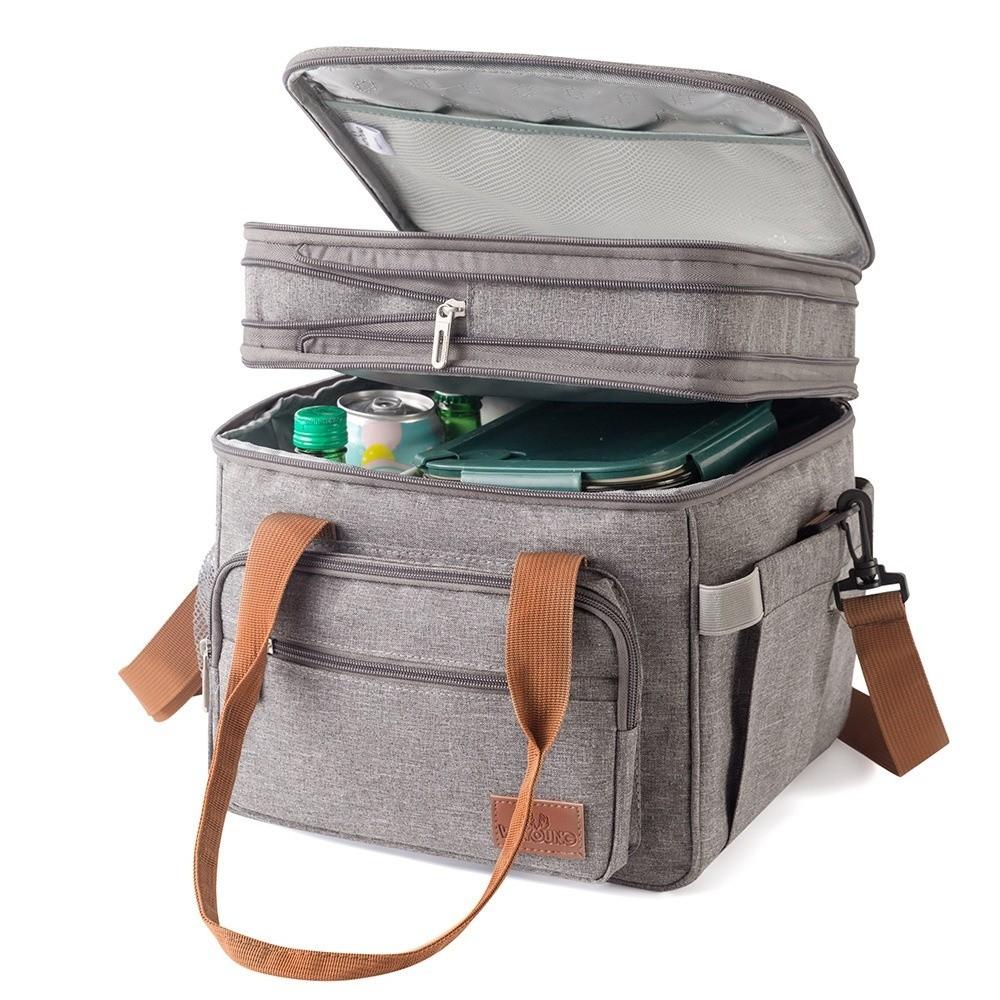 

Leakproof Lunch Box Large Capacity Cooler Bag Reusable Lunch Bags for Picnic Office сірий