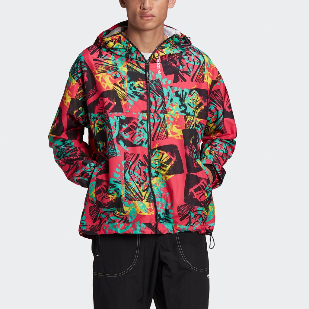 Adidas Originals Clover ADV Mesh Woven WB Retro Print Hooded Sports Jacket Men Outerwear Multicolor GN8855