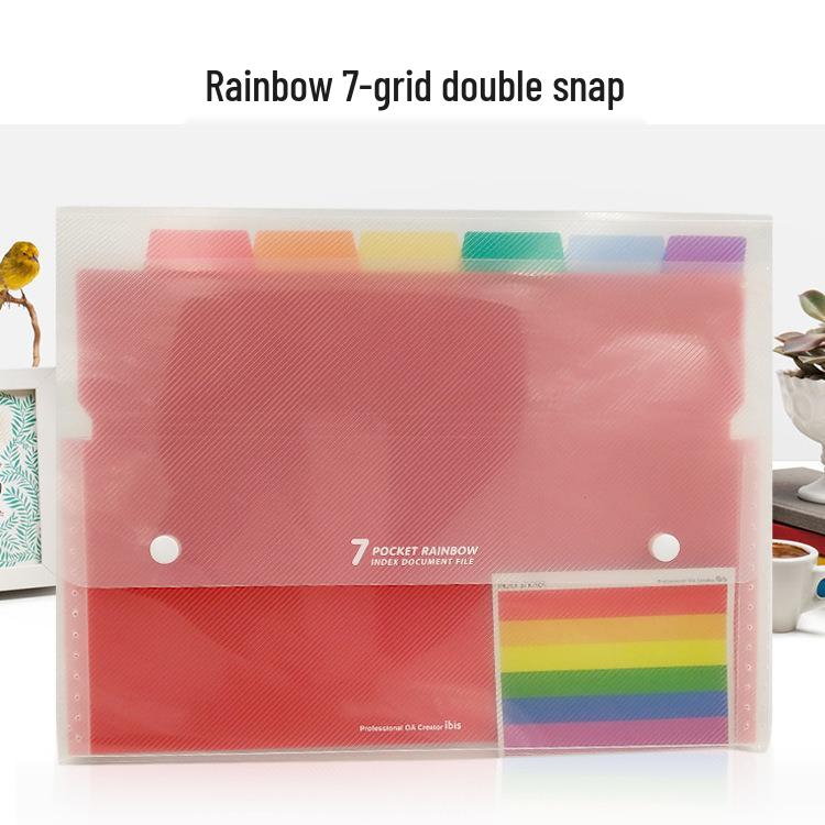 Korean Double Buckle Accordion Folder: 7-Grid & 13-Grid Waterproof Document & Test Paper Organizer