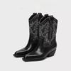 Fashion New Women's Vintage Embroidery Woman Western Cowgirl Boot Casual Slip on Knight Booties Autumn Winter Thick Heel Girl Shoes