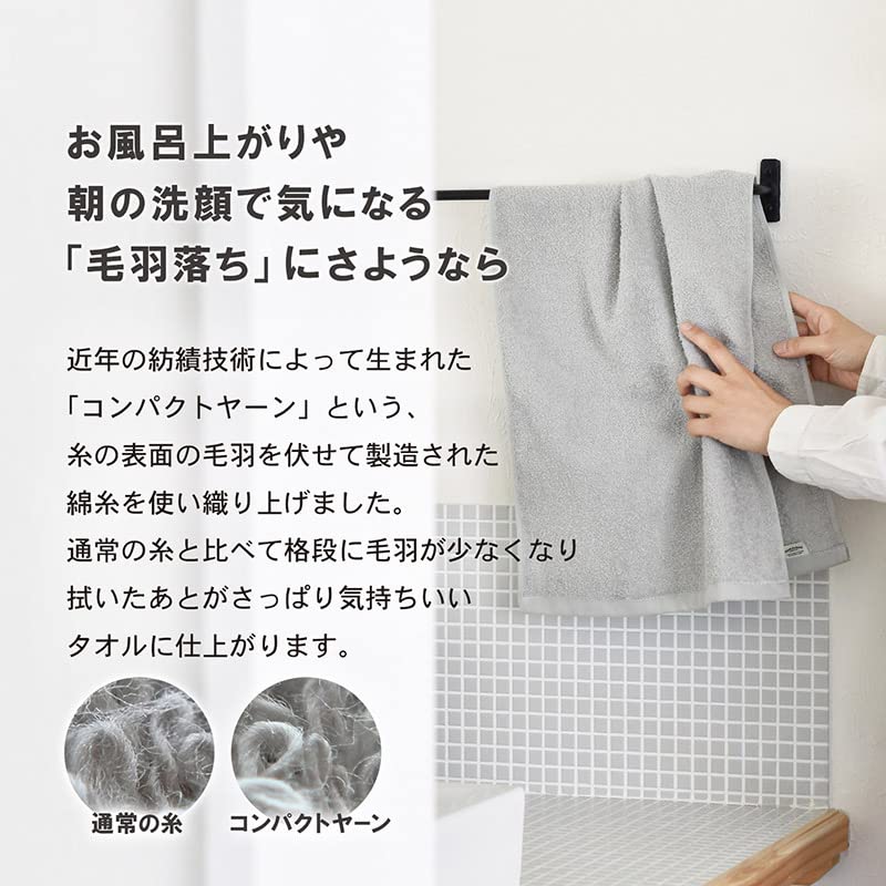 Transparan Face Set of Furetemi Senshu Low Shedding Japanese-Made Towels, 3, Towels, Quick-Drying, Absorbent, Thin, 100% Cotton, (Gray)